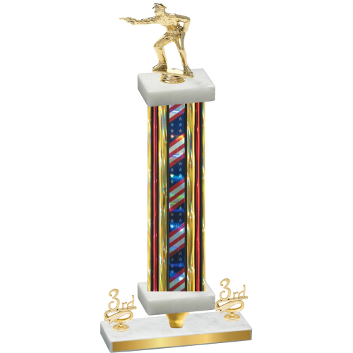 Premium Single Flag USA Third Place Shooter Trophy