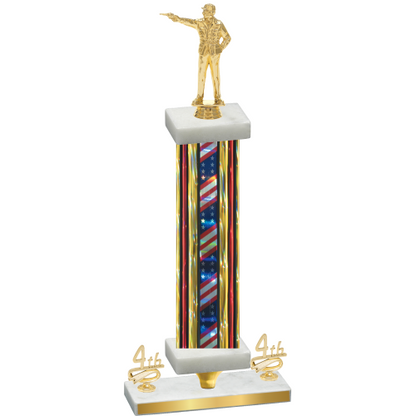 Premium Single Flag USA Fourth Place Shooter Trophy