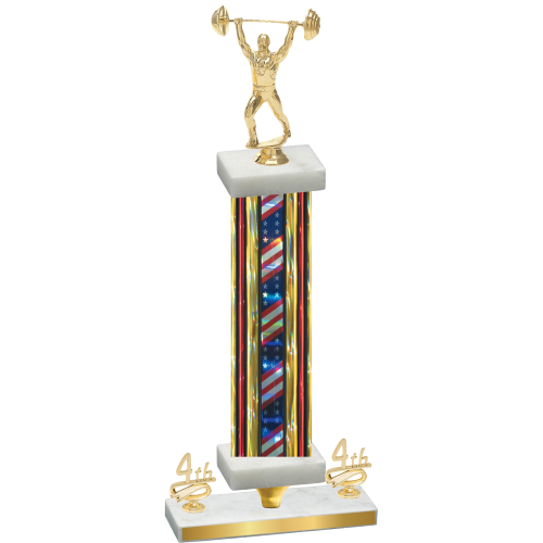 Premium Single Flag USA Fourth Place Weights Trophy