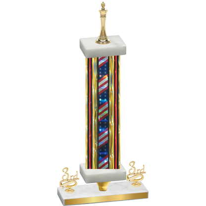 Premium Single Flag USA Third Place Chess Trophy
