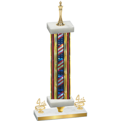 Premium Single Flag USA Fourth Place Chess Trophy