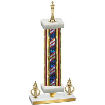 Premium Single Flag USA Victory Chess Trophy
