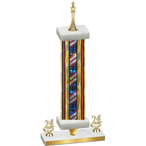Premium Single Flag USA Year Chess Trophy