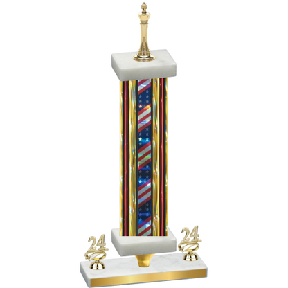 Premium Single Flag USA Year Chess Trophy