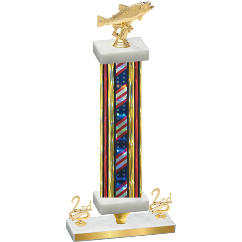 Premium Single Flag USA Second Place Fishing Trophy