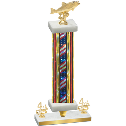 Premium Single Flag USA Fourth Place Fishing Trophy