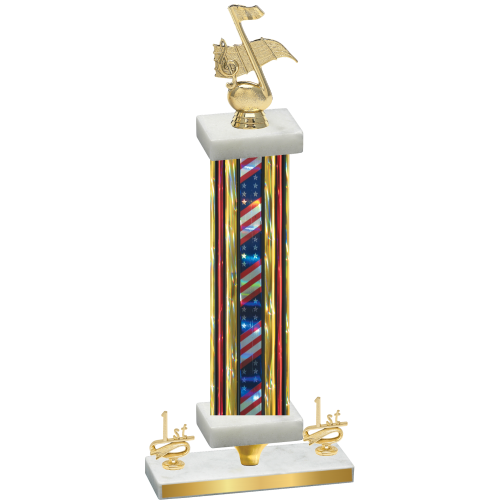 Premium Single Flag USA First Place Music Trophy