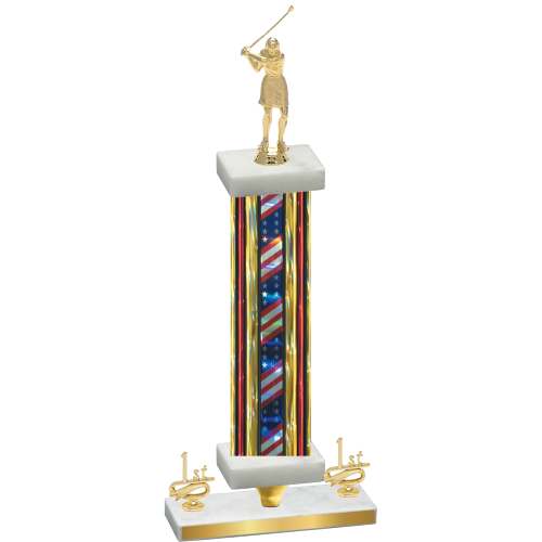 Premium Single Flag USA First Place Golf Trophy
