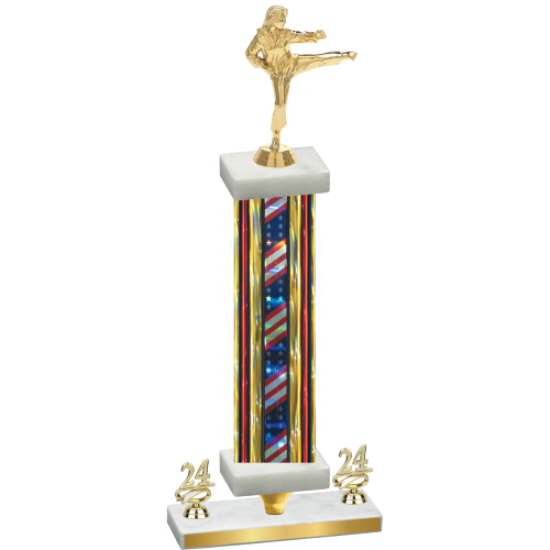 Premium Single Flag USA Year Karate Trophy