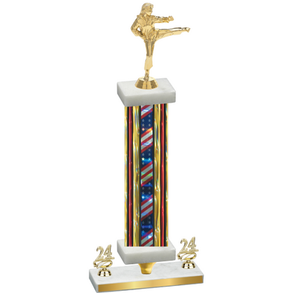 Premium Single Flag USA Year Karate Trophy