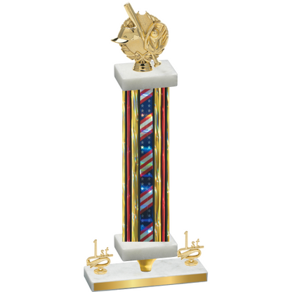Premium Single Flag USA First Place Baseball Trophy