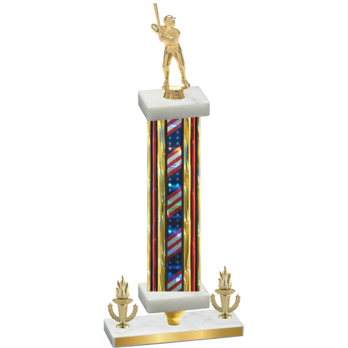 Premium Single Flag USA Victory Baseball Trophy