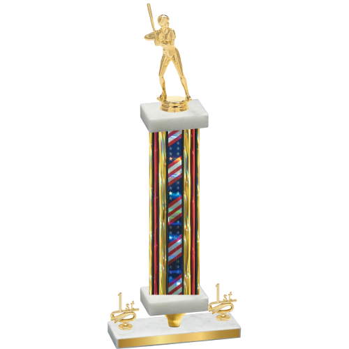 Premium Single Flag USA First Place Softball Trophy