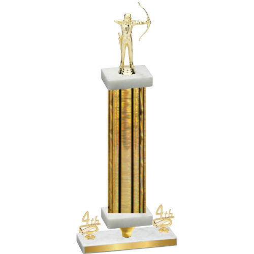 Premium Single Gold Glacier Fourth Place Archery Trophy