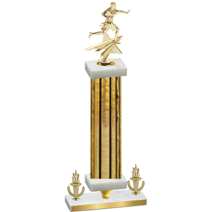 Premium Single Gold Glacier Victory Flag Football Trophy