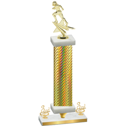 Premium Single Gold Carbon Fiber Third Place Football Trophy