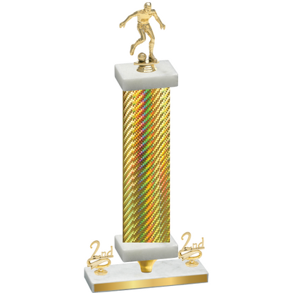 Premium Single Gold Carbon Fiber Second Place Soccer Trophy