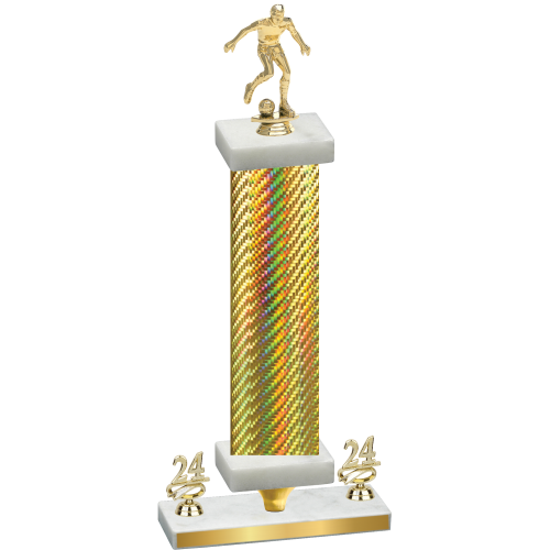 Premium Single Gold Carbon Fiber Year Soccer Trophy