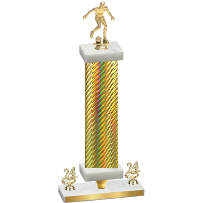 Premium Single Gold Carbon Fiber Year Soccer Trophy