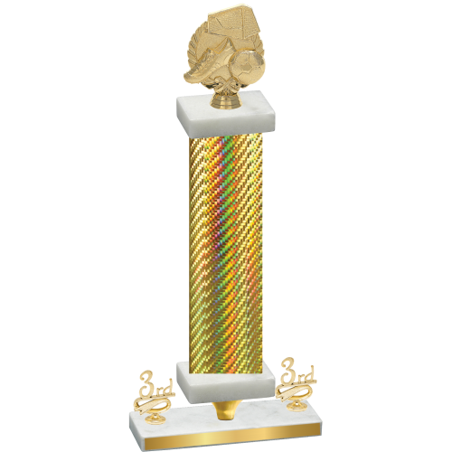 Premium Single Gold Carbon Fiber Third Place Soccer Trophy