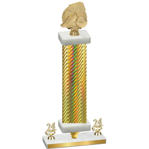 Premium Single Gold Carbon Fiber Year Soccer Trophy
