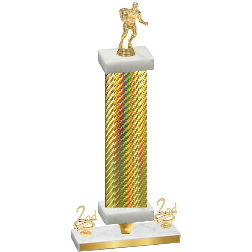Premium Single Gold Carbon Fiber Second Place Rugby Trophy