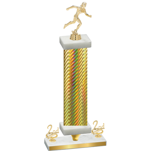 Premium Single Gold Carbon Fiber Second Place Running Trophy