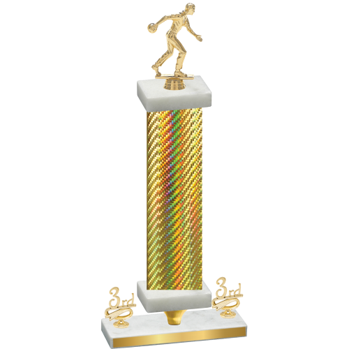 Premium Single Gold Carbon Fiber Third Place Bowling Trophy