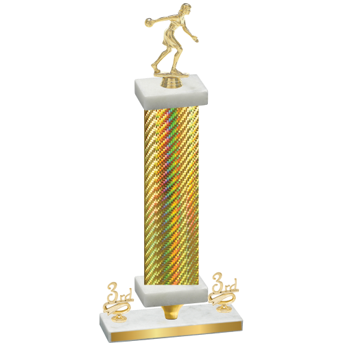 Premium Single Gold Carbon Fiber Third Place Bowling Trophy