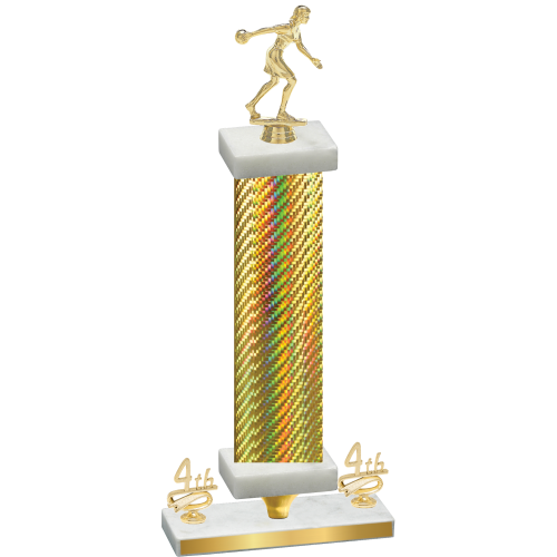Premium Single Gold Carbon Fiber Fourth Place Bowling Trophy