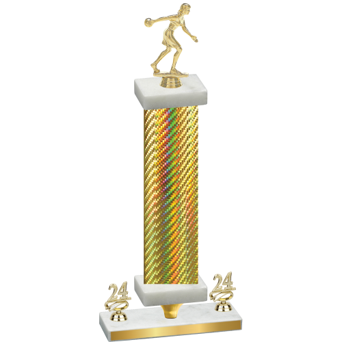 Premium Single Gold Carbon Fiber Year Bowling Trophy