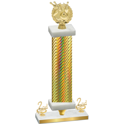 Premium Single Gold Carbon Fiber Second Place Bowling Trophy