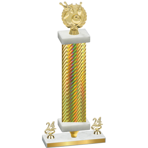 Premium Single Gold Carbon Fiber Year Bowling Trophy