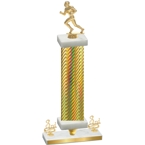 Premium Single Gold Carbon Fiber Third Place Football Trophy