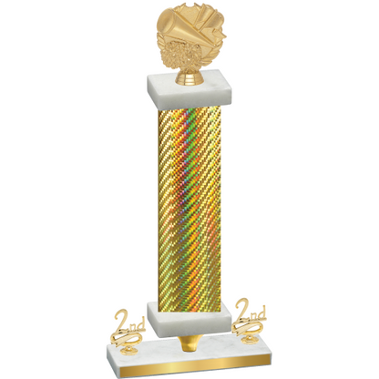 Premium Single Gold Carbon Fiber Second Place Cheerleading Trophy