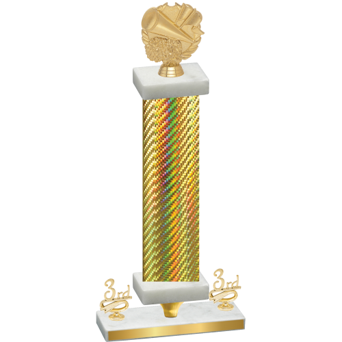 Premium Single Gold Carbon Fiber Third Place Cheerleading Trophy