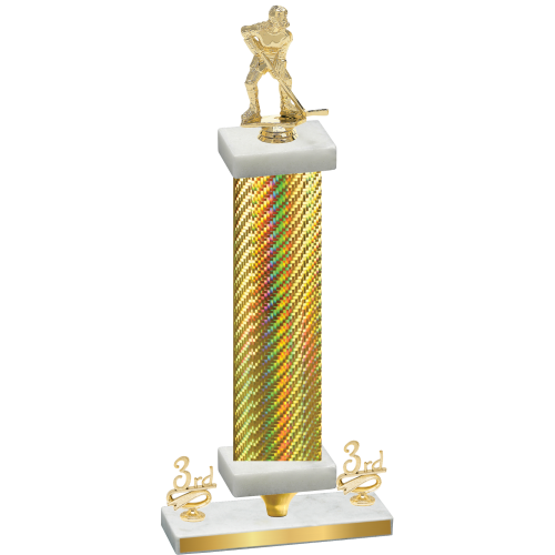 Premium Single Gold Carbon Fiber Third Place Hockey Trophy