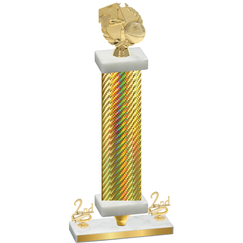 Premium Single Gold Carbon Fiber Second Place Basketball Trophy