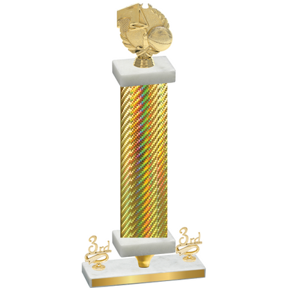 Premium Single Gold Carbon Fiber Third Place Basketball Trophy