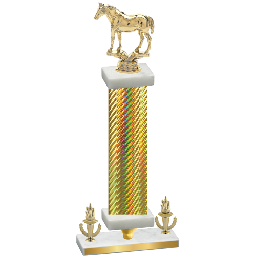 Premium Single Gold Carbon Fiber Victory Horses Trophy