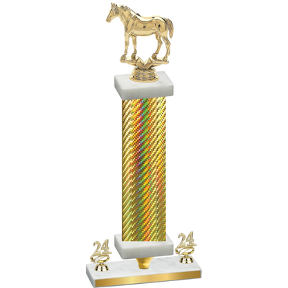 Premium Single Gold Carbon Fiber Year Horses Trophy