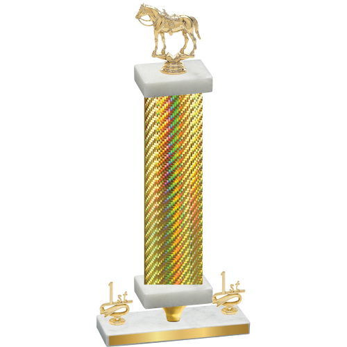 Premium Single Gold Carbon Fiber First Place Horses Trophy