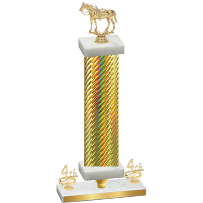 Premium Single Gold Carbon Fiber Fourth Place Horses Trophy