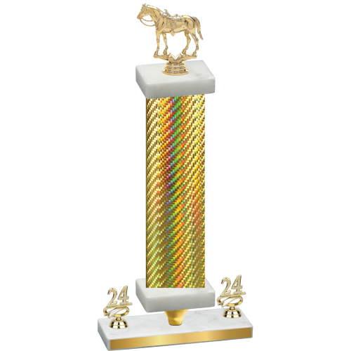 Premium Single Gold Carbon Fiber Year Horses Trophy
