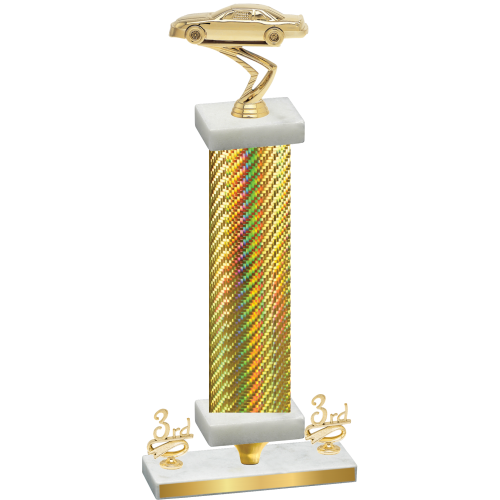 Premium Single Gold Carbon Fiber Third Place Cars Trophy