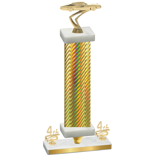 Premium Single Gold Carbon Fiber Fourth Place Cars Trophy