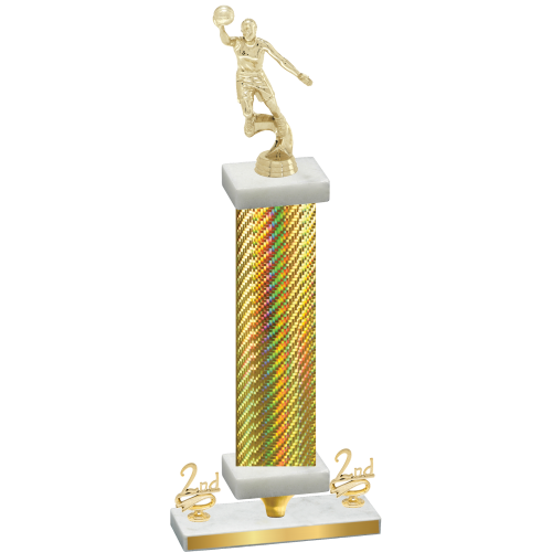 Premium Single Gold Carbon Fiber Second Place Basketball Trophy