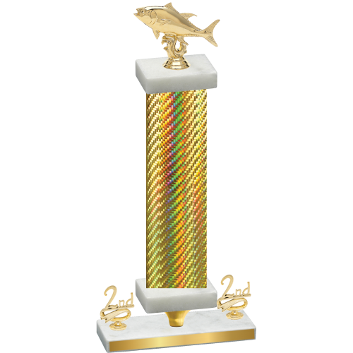 Premium Single Gold Carbon Fiber Second Place Fishing Trophy