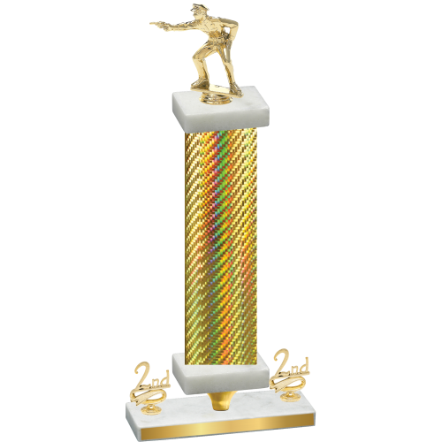 Premium Single Gold Carbon Fiber Second Place Shooter Trophy