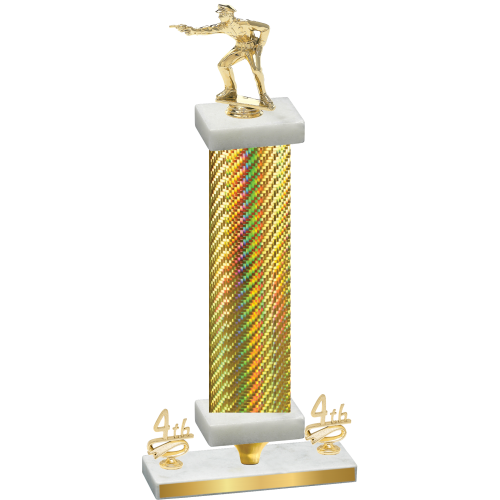 Premium Single Gold Carbon Fiber Fourth Place Shooter Trophy